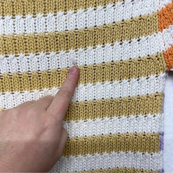 NWT Minnie Rose Chunky Knit Striped Short Sleeve Knit Top Small Color Block - Picture 12 of 13